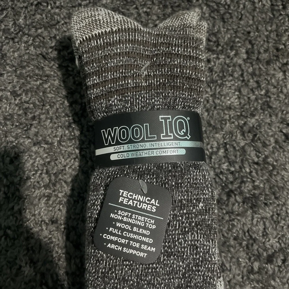 Will Iq Comfort Wool Blend Large Size 10‎ To 13 Men's Socks 2 Pack Gray/Brown